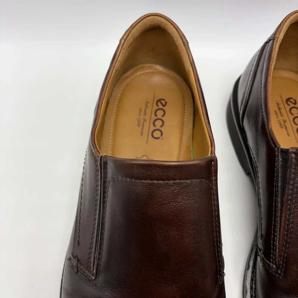 Ecco Metropole London Slip On Loafers Mens 11 Brown Leather Shoes Comfort